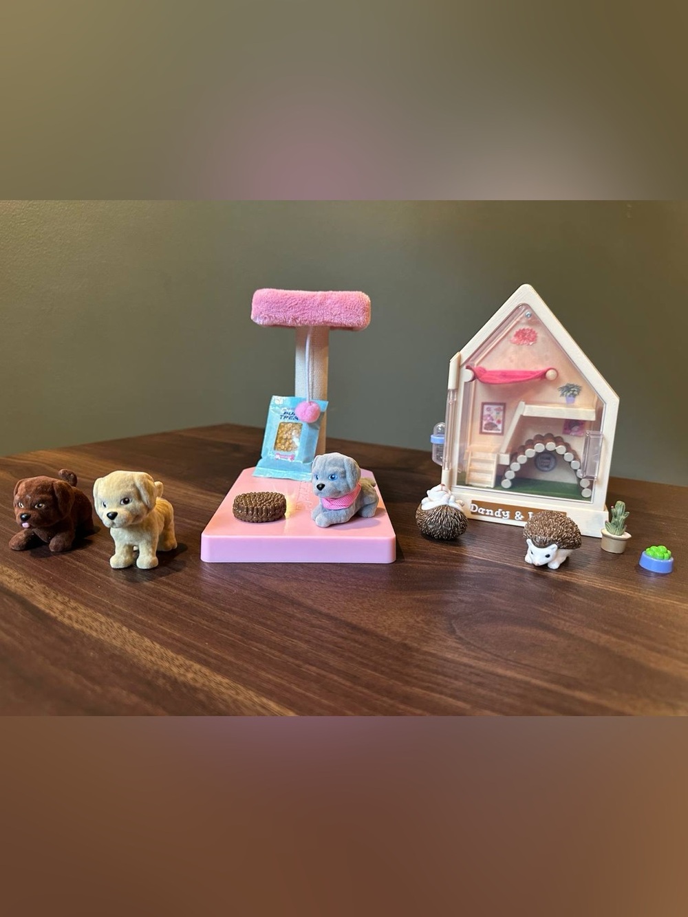 American Girl Retired Hedgehog House with puppy set